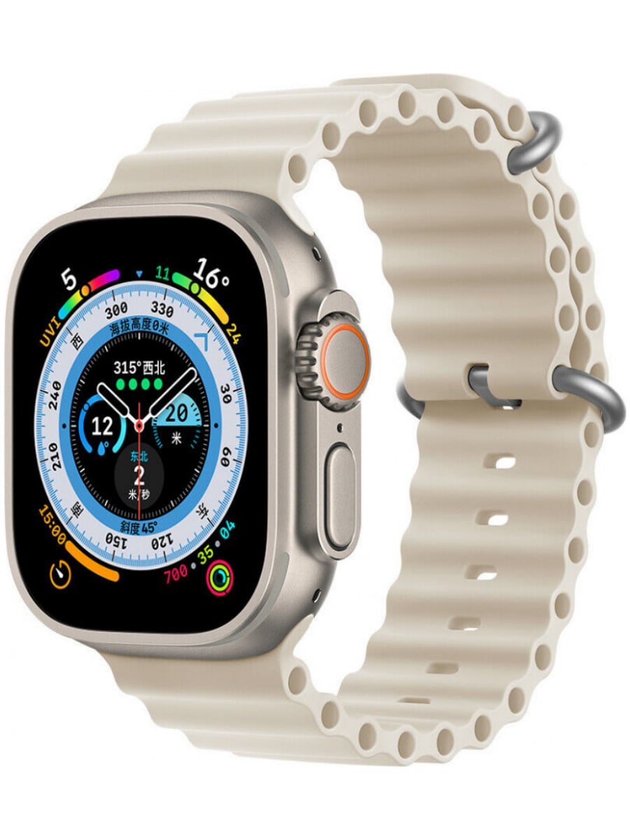 Ремешок для Apple Watch 42/44/45/49 Gurdini Ocean band (Белый)